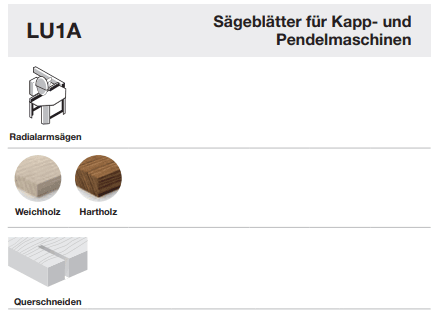 300mm Sägeblatt zum Querschneiden – LU1A 0100 - Detail